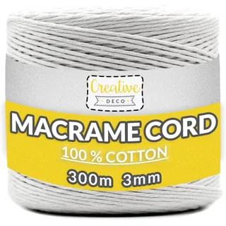 Creative Deco Makramee Garn Weiß 300 m