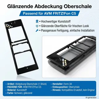 Cover Oberschale passend für Fritz!Fon C5 mit Glatter Spiegel Oberflache