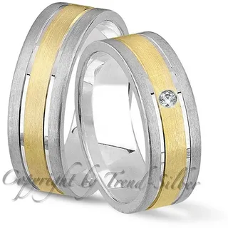 Trauringe123 Trauring Trauringe aus 925er Silber ohne Stein + Gold plattiert . J101 silberfarben 60