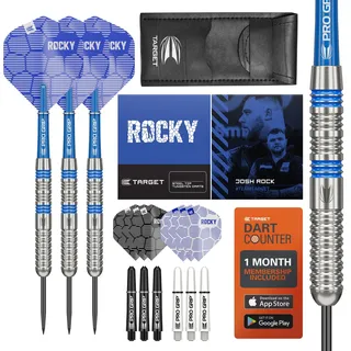Target Darts Josh Rock 80% Tungsten Steeldarts Set, 23G | Profi Zubehör Dart Set, Pro Grip Schäfte, Pro Ultra Flights, inklusive Dart Wallet