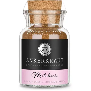 Ankerkraut Milchreis, Mischung würzender Zutaten für Milchreis, Finisher mit Zimt und Zucker, Nelken und Pflaumen-Pulver, 115 g im Korkenglas