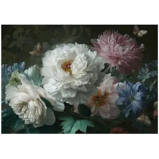 WallArena Fototapete Blumen Vintage Schwarz Schlafzimmer, 200x140
