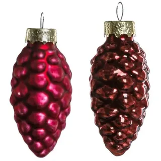 Trendline Glas-Tannenzapfen rot 12 Stück 6 cm Weihnachtsdeko Kugeln Baum Lichter
