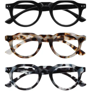 OPULIZE RIO Blaulichtfilter-Lesebrille - 3er Pack - Rahmen Oben Flach - Schwarz, Braun & Blau Schildpatt - Damen & Herren - Federscharniere - BBB53-123 - +2.50