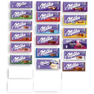 Milka Schokolade Mischpaket 24 Tafeln 80-100g ( gemischt mindestens 15 Sorten)