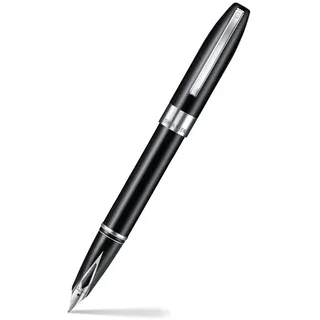 Sheaffer Legacy 9064 Füllfederhalter, mittlere eingelegte Feder mit Palladiumverzierungen, glänzend, Schwarz, mit Stiftetui