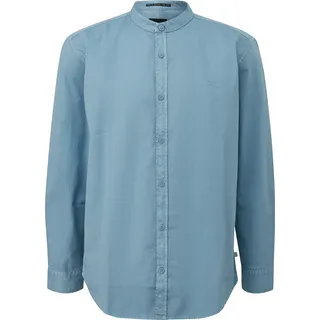 QS Regular Fit: Gewaschenes Twillhemd mit Logostickerei - blau - XL