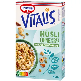 Dr. Oetker Vitalis Müsli Knusper Nüsse und Kerne ohne Zuckerzusatz 400g Packung