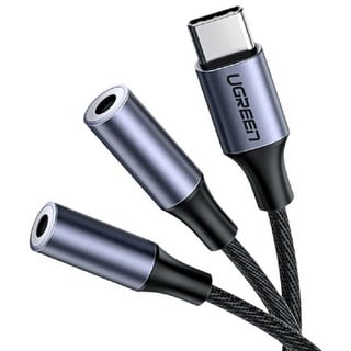 UGREEN Kabel Kopfhörer Splitter USB Typ C - 2x 3,5 mm Miniklinke Audio-Adapter grau