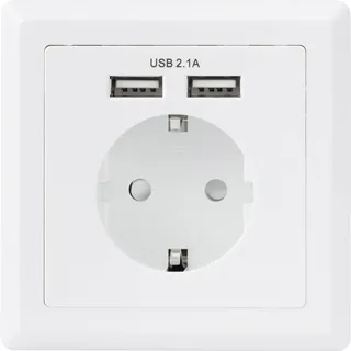 BASETECH 1425527 Unterputz-Steckdose mit USB IP20 Weiß