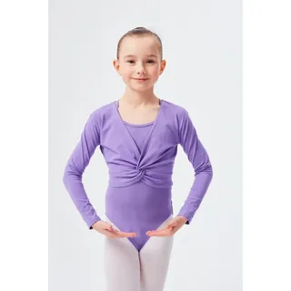 tanzmuster Crop-Top Langarm Ballett Top Mia aus wunderbar weicher Baumwolle Oberteil für Mädchen fürs Kinder Ballett lila 92/98