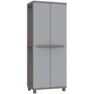 Terry Terry, Jrattan 368 , Besenschrank mit zwei Türen in Rattan-Optik, Innenregal mit 4 Einlegeböden, für den Innen- und Außenbereich/Taubengrau - 68x37,5x170 cm
