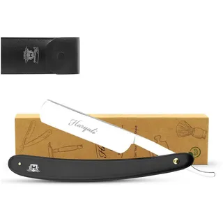 Haryali London Rasiermesser Traditionelles Rasiermesser, Barbier-Rasiermesser, Kunststoffgriff, Pack, Rasierapparat mit Klinge und Kunststoffoberfläche., Abwaschbarer, rutschfester Griff. Passend für alle Cut Throat Rasier. silberfarben