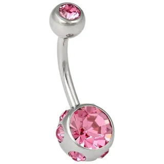 FIRETTI Bauchnabelpiercing FIRETTI "Schmuck Geschenk Piercing Körperschmuck", bunt (stahlgrau, rosa, rosa), Piercings, Chirurgiestahl, mit Kristall