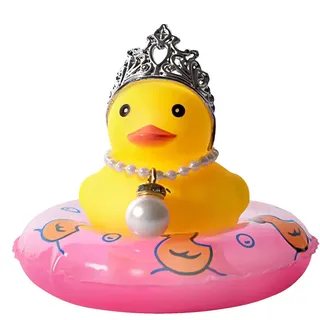 Ente Für Autos, Gummi Ente Für Auto Armaturenbrett, Gummi Ente Auto Ornamente, Auto Armaturenbrett Dekoration Zubehör Mit Schwimmring, Sonnenhut, Halskette Und Sonnenbrille