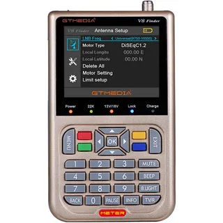 GT Media V8 Satelliten Finder Meter Digital HD Satellitenfinder Sat Messgeräte mit Satellitenerkennung DVB-S/S2/S2X zur exakten Justierung Ihrer Sat Antenne 3,5" LCD Bildschirm Akku-3000mAh