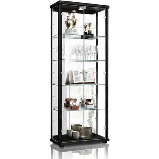 K-Möbel Glasvitrine C1084 176 x 67 x 33 cm Schwarz