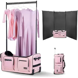 Vevor Tanztasche mit Kleiderständer Rollgepäck Rolltasche 730x430x380mm Pink