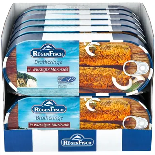 Rügenfisch Bratheringe in Marinade 500 g Abtropfgewicht, 12er Pack