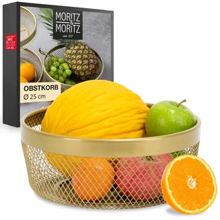 Moritz & Moritz Obstschale Gold Modern 25cm - Obstkorb Gold Metall – Korb für Geschenke, Früchte, Gemüse und Brot