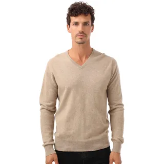 Zwillingsherz Kaschmirpullover, mit V-Ausschnitt und elegantem Fit, beige