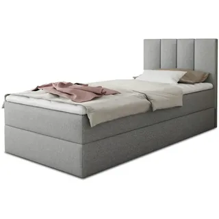 Sofnet Boxbett, Grau Textil, H3, Rechteckig, 90x200 cm, Schlafzimmer, Betten, Boxspringbetten