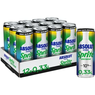 Absolut Vodka Sprite Zero Zitrone-Limette - alkoholhaltiges Mixgetränk (10% Vol) ohne Zucker aus Wodka und erfrischendem Zitronen-Limetten-Geschmack in stylischen Einweg Dosen (12 x 330ml)