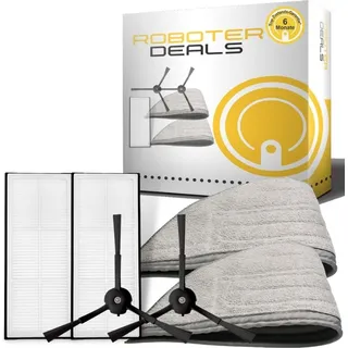 Zubehör Set, Ersatzteile Kit für Roborock S8, S8 Plus, S8 Pro Ultra (2x Seitenbürste, 2x Pad grau, 2x Filter) - Grau