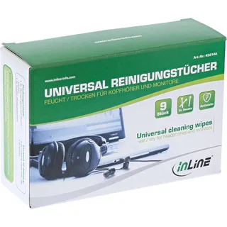 InLine Inline® Universal Reinigungstücher nass/trocken für Kopfhörer und Monitore