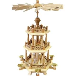 Richard Glässer GmbH Seiffen Richard Glässer Seiffen Weihnachtspyramide Schneemänner, 47 cm hoch, original Erzgebirge