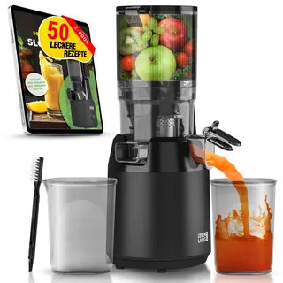 Lebenlang Slow Juicer - Inkl. Rezeptbuch & Große 135mm Öffnung I Perfekt für ganze Früchte und Gemüse 100% BPA-Frei I Best Juicer Machine Saftpresse elektrisch Masticating Green Press