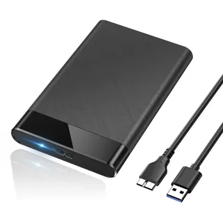 POSUGEAR Festplattengehäuse 2,5 Zoll, USB 3.0 Externes Festplatten Gehäuse für 7mm/9.5mm 2.5 Zoll SATA SSD HDD mit UASP unterstützt, Externe SSD Gehäuse mit USB 3.0 Kabel Werkzeugfreie Montage-Schwarz