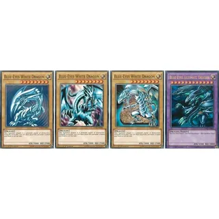 KNMI Yu-Gi-Oh! Kartenset Blue-Eyes Fusion - 1x Blauäugiger Ultimativer Drache + 3X Blauäugiger W. Drache (Verschiedene Artworks)