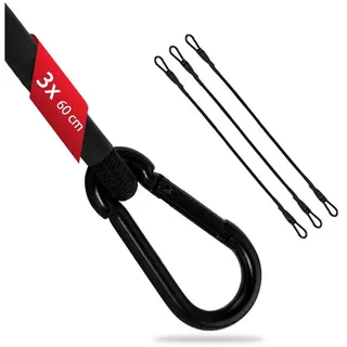 ECENCE Gepäckspanner 72010104, mit Karabiner, 60 cm Länge, schwarz, 3 Stück