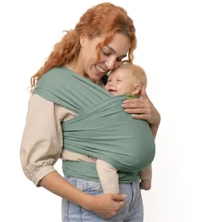 Boba Tragetuch Baby, Elastische Baumwolle, Neugeborene, Salbeigrün | Atmungsaktives Tragetuch für Freihändiges Tragen; Ergonomischer, Sicherer Halt für Neugeborene bis Kleinkind, 3-16 kg.