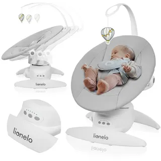 lionelo - Babywippe mit Melodie IRIS Grey Concrete - Weiß/Grau