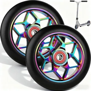 2 Stück Scooter Ersatzräder 110 Mm, Bunt Stunt Scooter Rollen Mit ABEC-9 Kugella