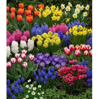 BALDUR Garten 140er Blumenzwiebeln Spar-Paket, 140er Zwiebel-Mix mit Tulpen, Narzissen, Hyazinthen, Schneeglöckchen, Zierlauch und mehr, Bunte Mis...