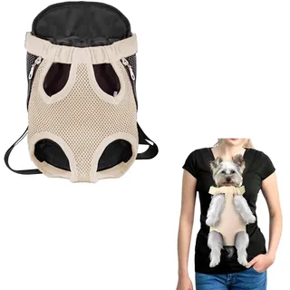 HTTDSLF Haustier Rucksack Hund Katzen Tragetasche, Verstellbarer Hunde-Tragerrucksack, Haustier-Tragerucksack, für Klein Mittler Hunde Katzen, M, Beige