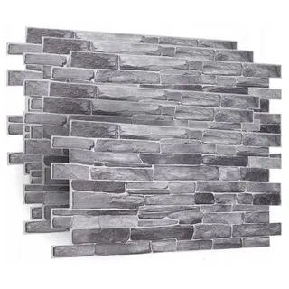 QLS 3D-Tapete Stein, Steinoptik, Wandpaneele 96x48 cm Grau Wasserdicht 96x48 cm