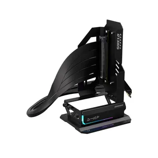 EZDIY-FAB Shield ARGB Aufrechte GPU-Halterung mit PCIe 5.0 Riser–Vertikalhalterung für RTX 50 Serie, 20 Grad verstellbarer Winkel, Magnetisch & Lüfterschlitz Installation, 5V ARGB-Sync – Schwarz 600mm