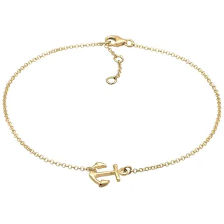 Elli Fußschmuck Damen Fußkettchen Anker Maritim in 925 Sterling Silber vergoldet