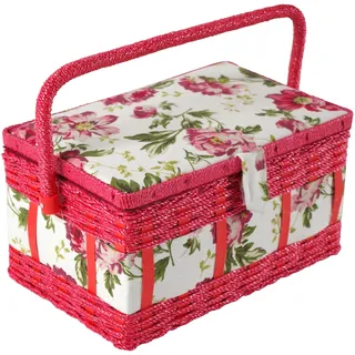 Kobolo Nähkästchen Nähkorb Nähkörbchen Nähkasten - Blumen - 28x18x16 cm