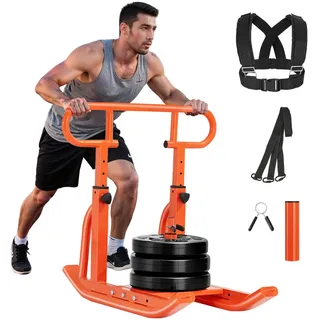 Vevor Gewichtsschlitten Kraftschlitten Krafttrainingsschlitten zur Verbesserung der Geschwindigkeit bei sportlichen Übungen, Fitnessgerät mit Griff, kompatibel mit 25/51 mm Gewichtsscheiben