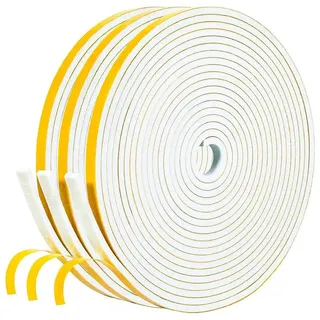 ZKGYUS Dichtband Selbstklebend Gummidichtung 6mm x 3mm x 5m, 15m Dichtungsband für Tür Fenster Bad Dusche, Anti Kälte-Wind Lärm und Kollision (5m x 3 Rollen)