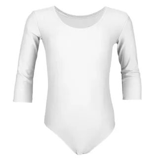Aquarti Mädchen Body 3/4 Arm Ballett Trikot, Farbe: Weiß, Größe: 122 - 122