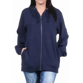 Normann Relaxanzug Damen Jacke mit Kapuze für Hausanzug oder Sportanzug Oberteil blau XXL