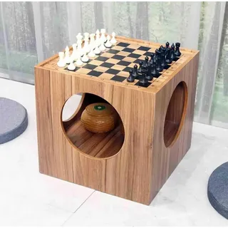 JXYQ Schach-Go-Tisch, Schachtischmöbel, Schachtisch aus Holz, Schachbrett, Couchtischmöbel, doppelseitiges Schachbrett, 2-in-1-Schach-Go-Tischset, 43 x 43 x 41 cm