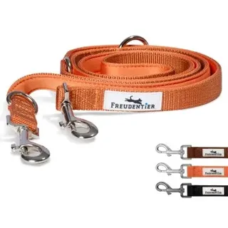 Freudentier Hundeleine 2m, gepolstert & verstellbar orange 2 cm