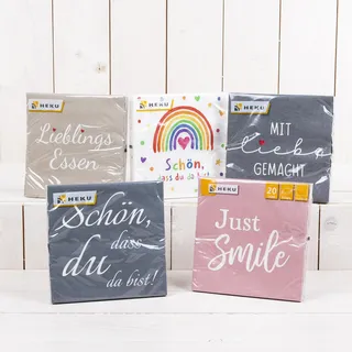 Servietten mit Sprüchen – 100 Stück (5×20) – Lustige & stilvolle Papierservietten mit Text – Für Party, Geburtstag, Tischdeko, Brunch, Gäste